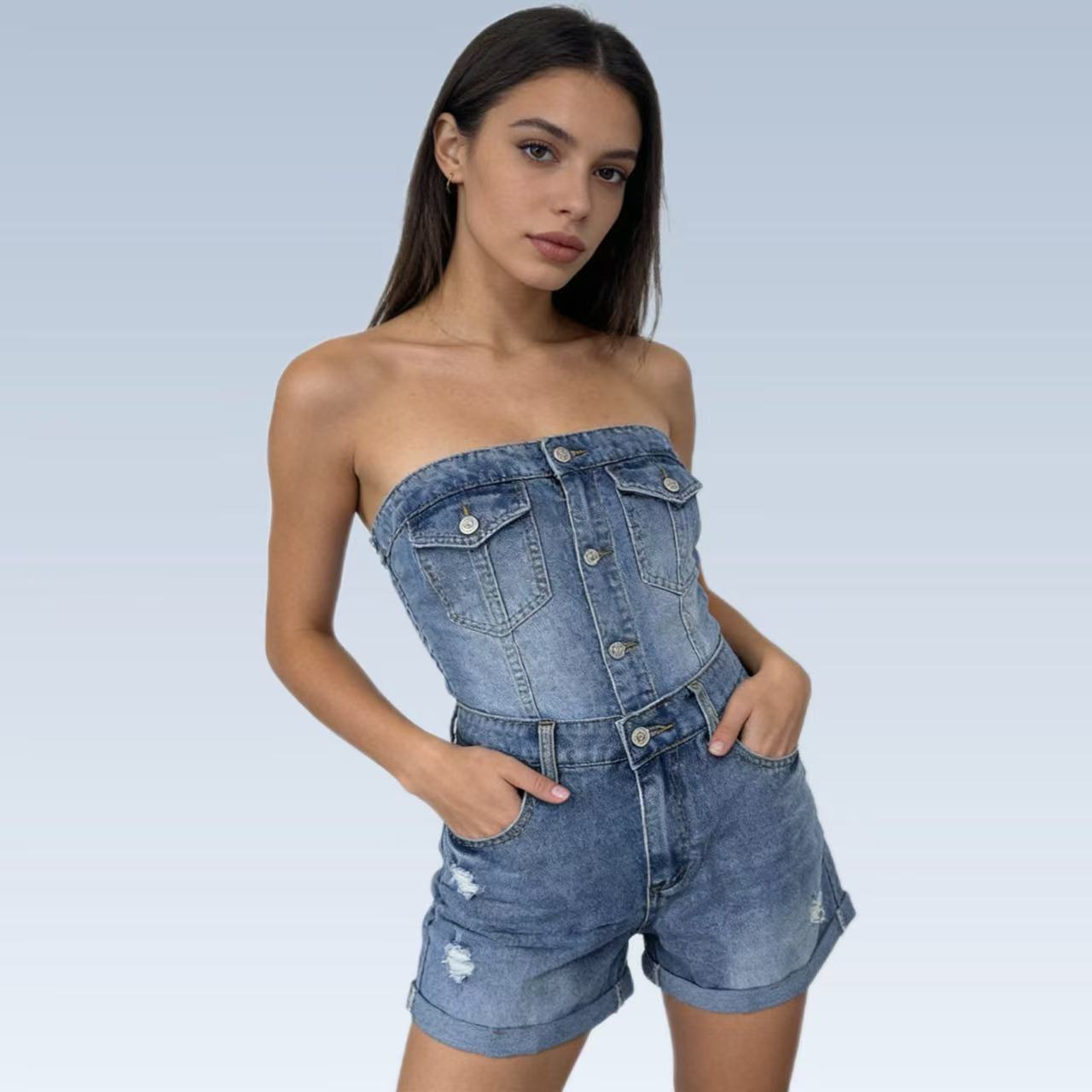 Casual Retro Distressed Womens Denim Shorts - T&amp;A enterprises