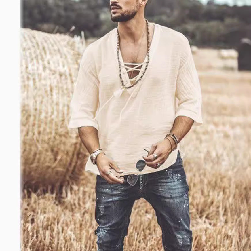 Lace Up Corn Mid Sleeved T-shirt - T&amp;A enterprises