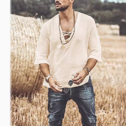 Lace Up Corn Mid Sleeved T-shirt - T&amp;A enterprises