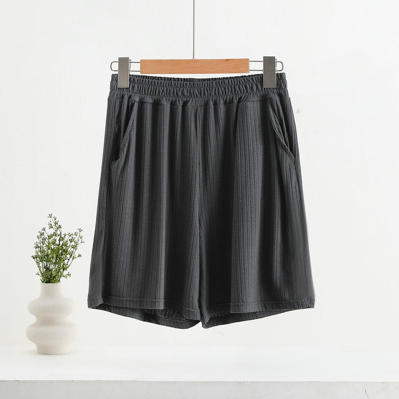 Pocket Shorts For Women, Summer Outerwear, High-waisted, Vertical Stripe Jacquard - T&amp;A enterprises