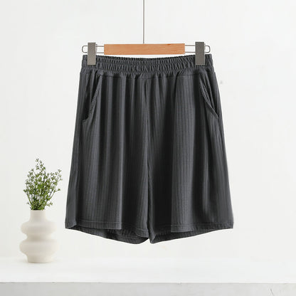 Pocket Shorts For Women, Summer Outerwear, High-waisted, Vertical Stripe Jacquard - T&amp;A enterprises