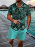 Lapel 3D Printed Casual Slim-fitting Type Short Sleeve Shirt Outfit - T&A enterprises