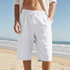 New Linen Drawstring Elastic Waist 34 Casual Shorts Men - T&A enterprises