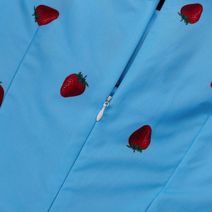 Blue Strawberry Print Ruched Mini Dress - T&amp;A enterprises