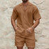Men Tracksuits Summer Fashion Solid Loose Casual Two Pieces Lapel Button Shirt Shorts Beach Holiday All-match Outfits Male - T&A enterprises
