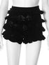 Sexy Solid-Colored High-Waisted Knitted Multi-Layer Ruffle-Trimmed Shorts - T&A enterprises