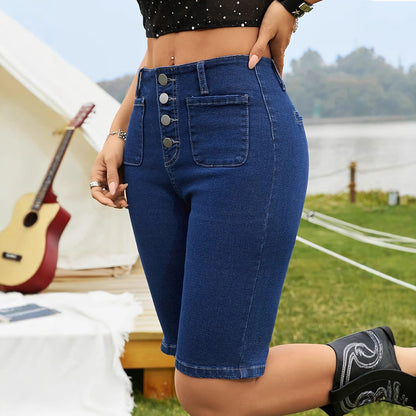 Casual Summer Button-Fly Stretch Denim Shorts - T&amp;A enterprises
