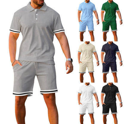 Lapel Short-sleeved Shorts Two-piece Sports And Leisure Men&