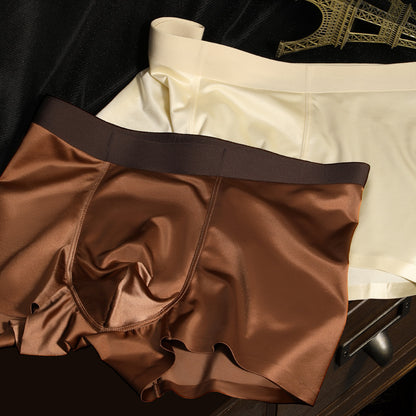 Comfortable And Healthy 10A Antibacterial Mulberry Silk Crotch High-Elastic Seamless Waistband Boxer Briefs - T&amp;A enterprises