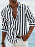 Striped Print Shirt Casual Loose Long-sleeved Shirt Men&