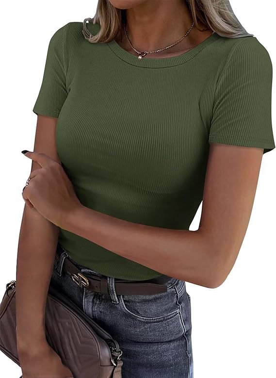 New Womens Long-Sleeve Stretch Crewneck Ribbed T-Shirt - T&amp;A enterprises