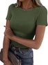 New Womens Long-Sleeve Stretch Crewneck Ribbed T-Shirt - T&A enterprises
