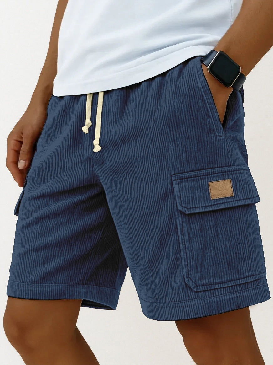 Versatile 3D Bag Mens Drawstring Corduroy Side-Pocket Shorts - T&amp;A enterprises