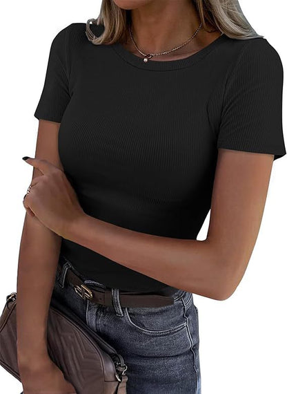 New Womens Long-Sleeve Stretch Crewneck Ribbed T-Shirt - T&amp;A enterprises