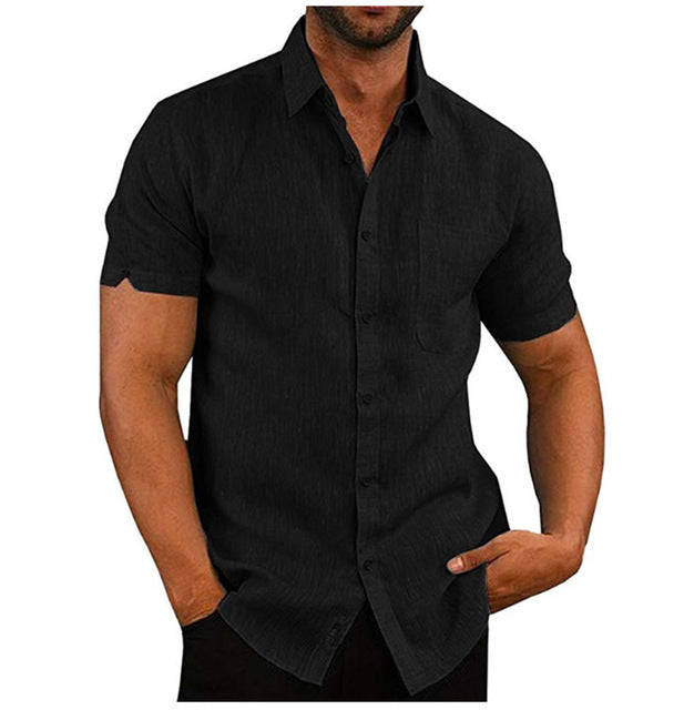 Men Short Sleeve Summer Solid Shirts Casual Loose Tops Tee - T&amp;A enterprises