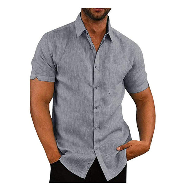 Men Short Sleeve Summer Solid Shirts Casual Loose Tops Tee - T&amp;A enterprises