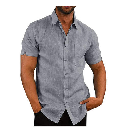 Men Short Sleeve Summer Solid Shirts Casual Loose Tops Tee - T&amp;A enterprises