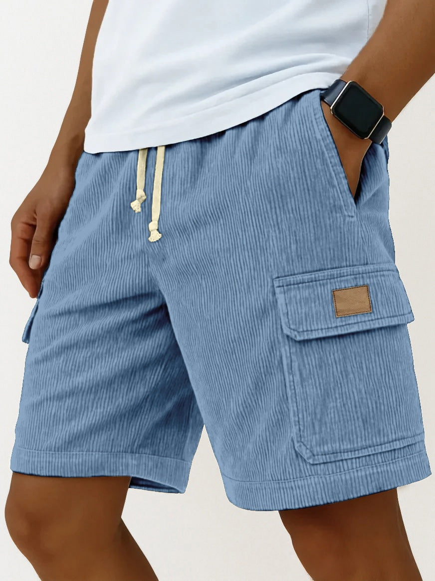 Versatile 3D Bag Mens Drawstring Corduroy Side-Pocket Shorts - T&amp;A enterprises