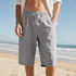 New Linen Drawstring Elastic Waist 34 Casual Shorts Men - T&A enterprises