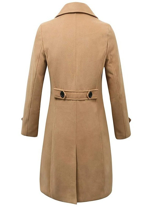 Fall Winter Men Woolen Coat Double Breasted Long - T&amp;A enterprises