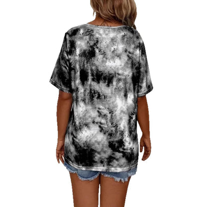Tie-dye Printed Drawstring Casual Fashion Short-Sleeve T-Shirt - T&amp;A enterprises
