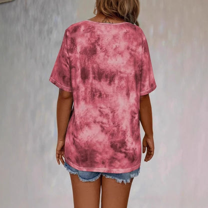 Tie-dye Printed Drawstring Casual Fashion Short-Sleeve T-Shirt - T&amp;A enterprises