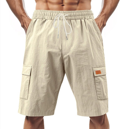 Loose Sports And Leisure Solid Color Linen Drawstring Shorts - T&amp;A enterprises