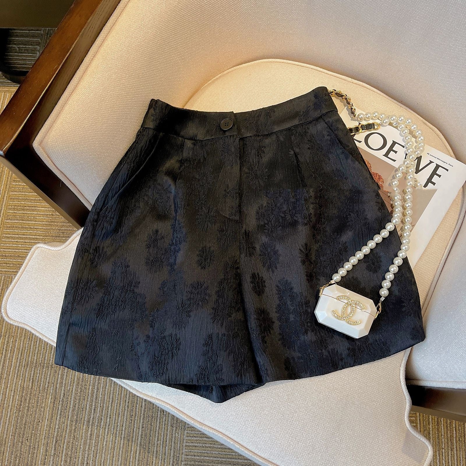 Chanel-style Black Jacquard Suit Shorts For Women - T&amp;A enterprises