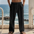 Drawstring Waist Side Button Solid Color Casual Men&