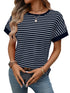 Casual Crew-Neck Patchwork Short-Sleeve T-Shirt - T&A enterprises