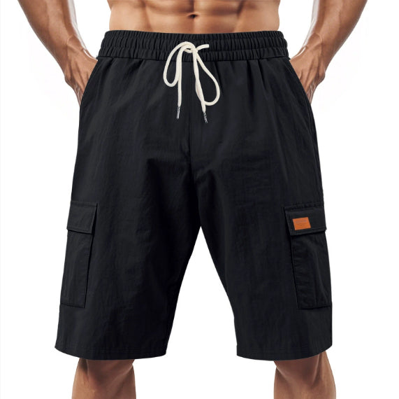 Loose Sports And Leisure Solid Color Linen Drawstring Shorts - T&amp;A enterprises