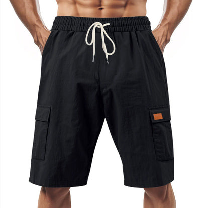 Loose Sports And Leisure Solid Color Linen Drawstring Shorts - T&amp;A enterprises