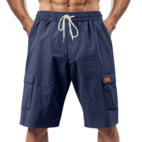 Loose Sports And Leisure Solid Color Linen Drawstring Shorts - T&amp;A enterprises