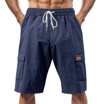 Loose Sports And Leisure Solid Color Linen Drawstring Shorts - T&amp;A enterprises