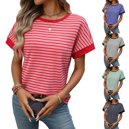Casual Crew-Neck Patchwork Short-Sleeve T-Shirt - T&amp;A enterprises