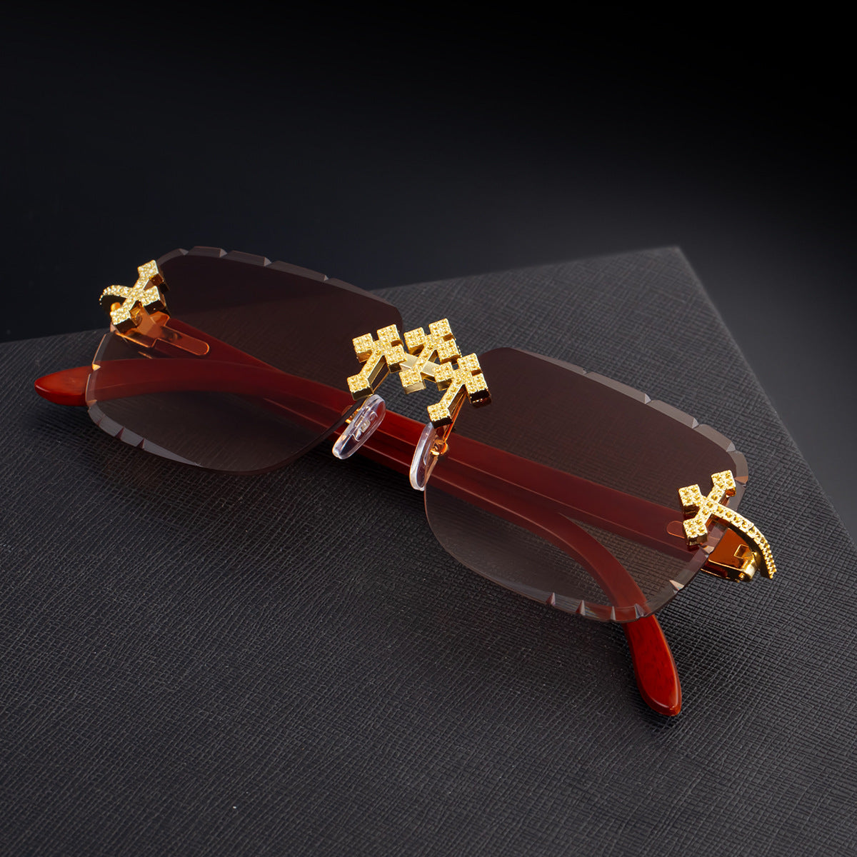 European And American Retro Frameless Mens Diamond Sunglasses - T&amp;A enterprises
