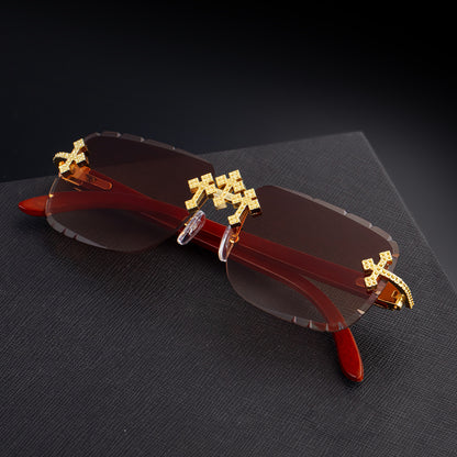European And American Retro Frameless Mens Diamond Sunglasses - T&amp;A enterprises