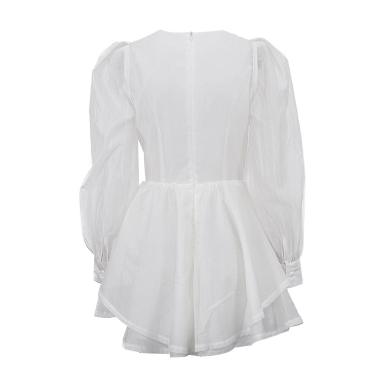 White Corset Puff Sleeve Mini Dress - T&amp;A enterprises