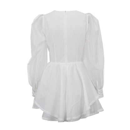 White Corset Puff Sleeve Mini Dress - T&amp;A enterprises