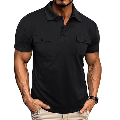 Summer Lapel Button Polo Shirt With Pockets Outdoor Fashion Short Sleeve Tops For Men Clothing - T&amp;A enterprises