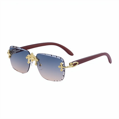 European And American Retro Frameless Mens Diamond Sunglasses - T&amp;A enterprises
