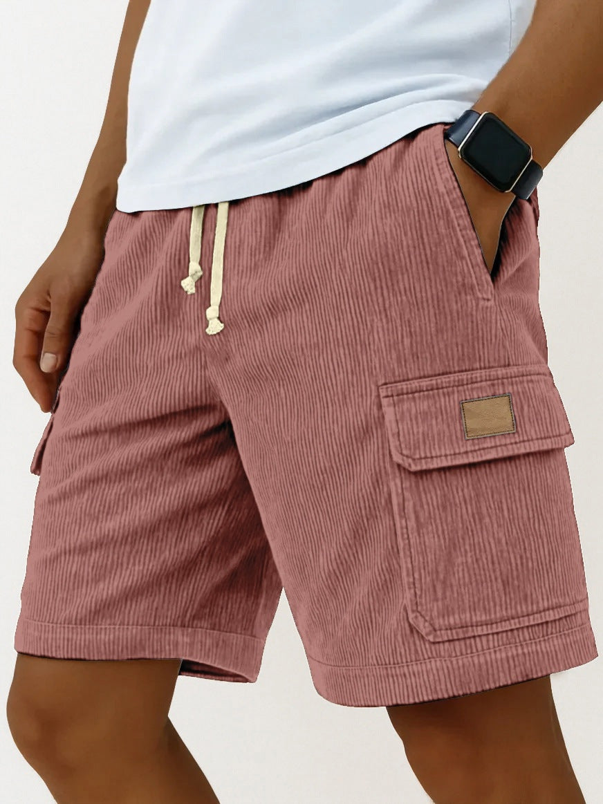 Versatile 3D Bag Mens Drawstring Corduroy Side-Pocket Shorts - T&amp;A enterprises