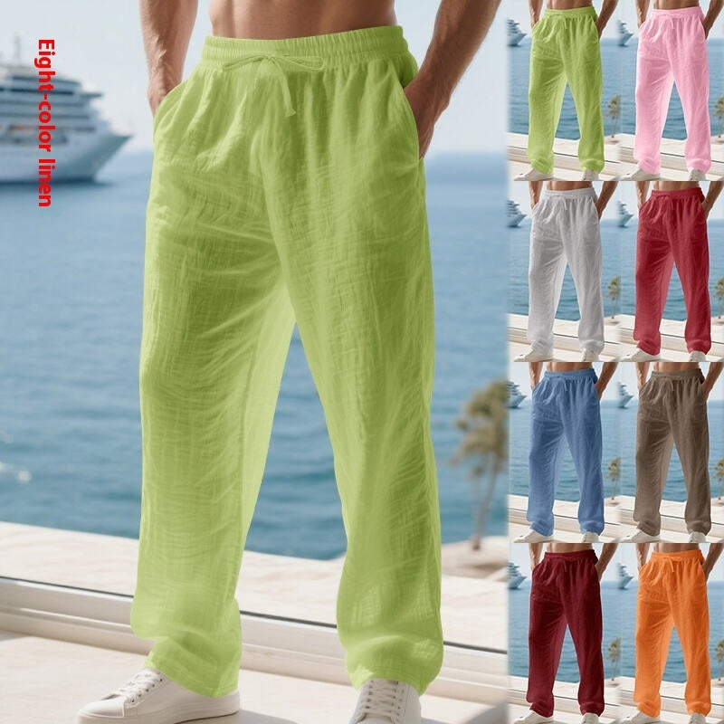 Linen Solid Color American Autumn Weiyi Casual Men&