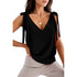 Bowknot Tie Up Camisole V-neck Shirts Women Summer Sleeveless Tank Tops - T&A enterprises