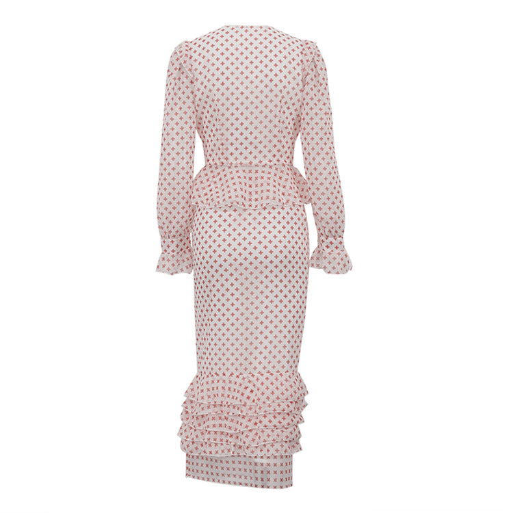 Cross Print Two-Piece Peplum Set - T&amp;A enterprises