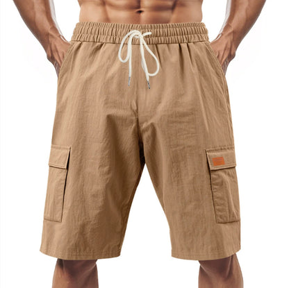Loose Sports And Leisure Solid Color Linen Drawstring Shorts - T&amp;A enterprises