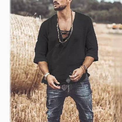 Lace Up Corn Mid Sleeved T-shirt - T&amp;A enterprises