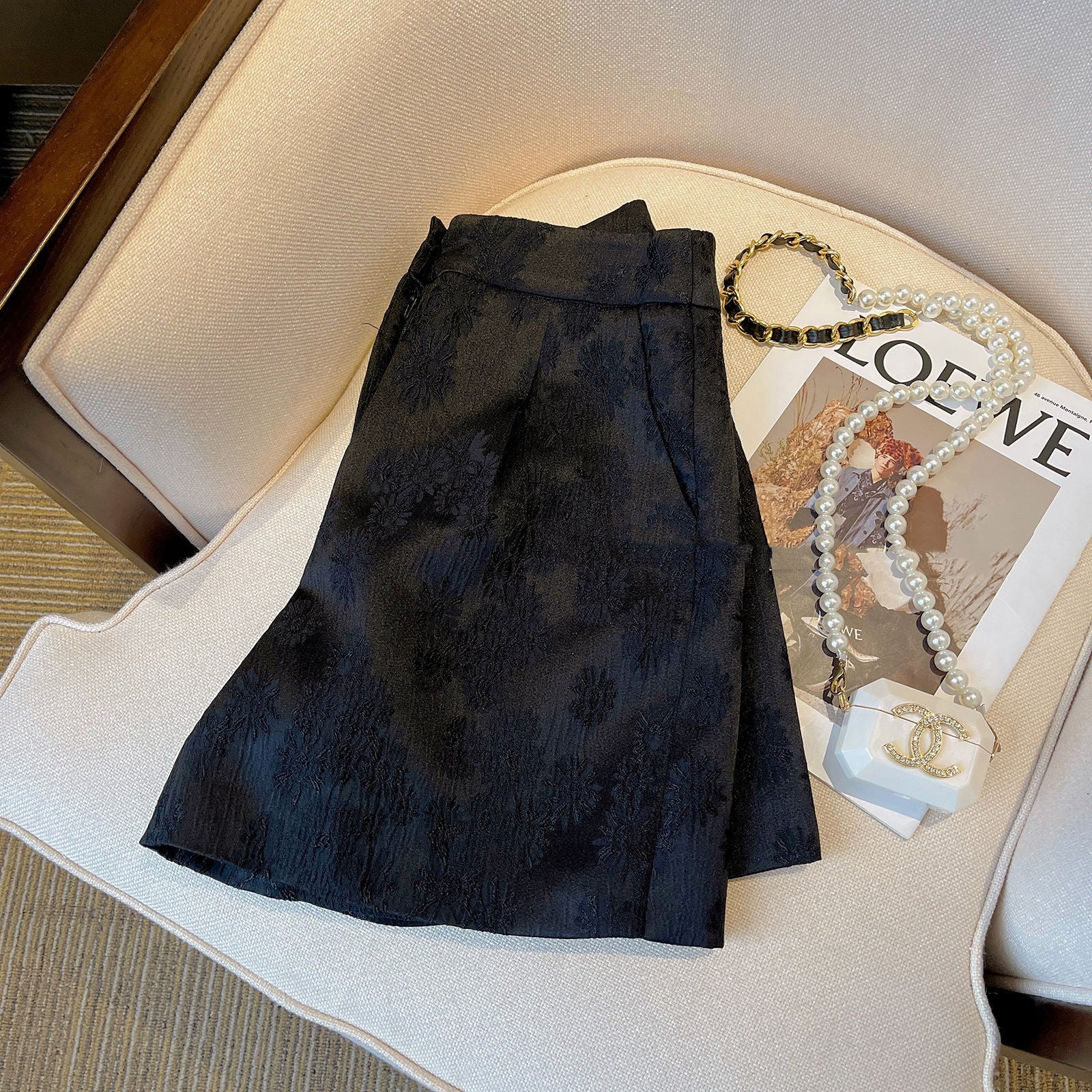 Chanel-style Black Jacquard Suit Shorts For Women - T&amp;A enterprises