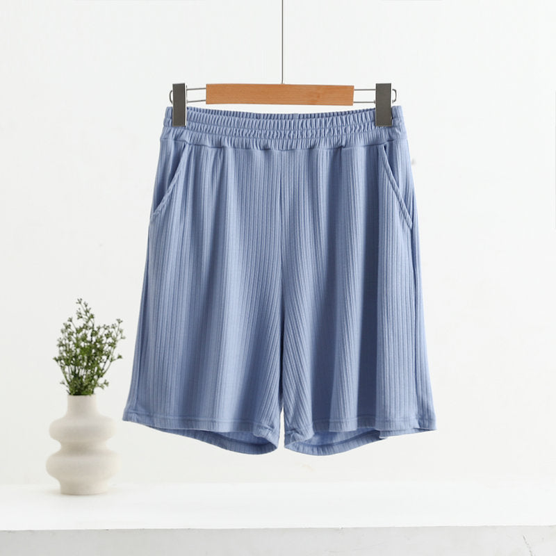 Pocket Shorts For Women, Summer Outerwear, High-waisted, Vertical Stripe Jacquard - T&amp;A enterprises