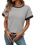 Casual Crew-Neck Patchwork Short-Sleeve T-Shirt - T&A enterprises